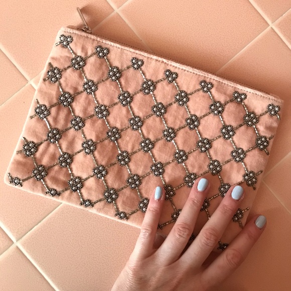 pink velvet clutch